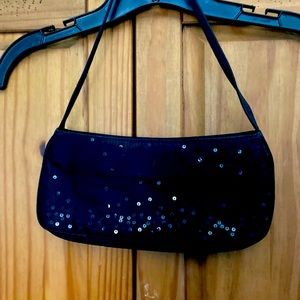 Ann Taylor Loft black clutch purse with sequins